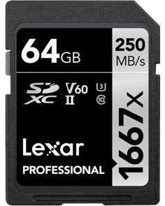 SDXC   1667x 64 GB Lexar Professional - Class 10, U3, V60   Silver - 