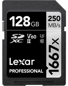 SDXC   1667x 128 GB Lexar Professional - Class 10, U3, V60   Silver - 