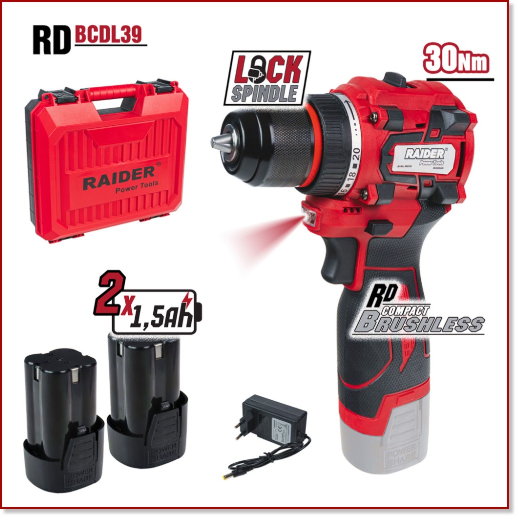   16V Raider RD-BCDL39 -  2 ,      Power Tools - 