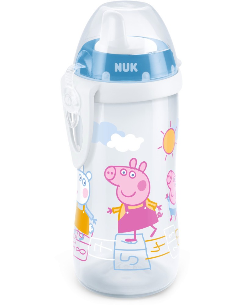 Неразливаща се преходна чаша NUK Kiddy Cup Неразливаща се преходна чаша NUK Kiddy Cup - 300 ml, с твърд накрайник, на тема Прасето Пепа, 12+ м - чаша