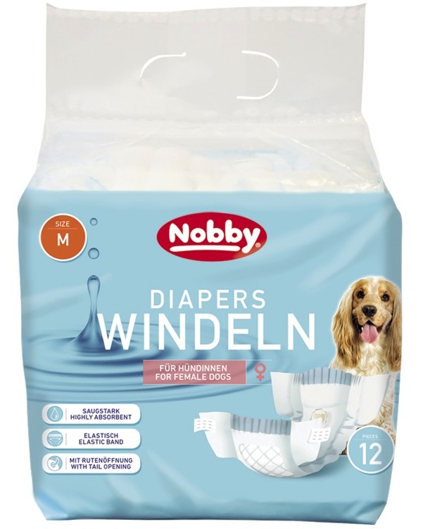 Пелени за женски кучета Nobby M Пелени за женски кучета Nobby M - 12 броя, от 32 до 48 cm - продукт