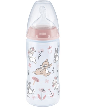 Бебешко шише NUK Temperature Control First Choice+ - 300 ml,  на тема Бамби, 6-18 м - шише