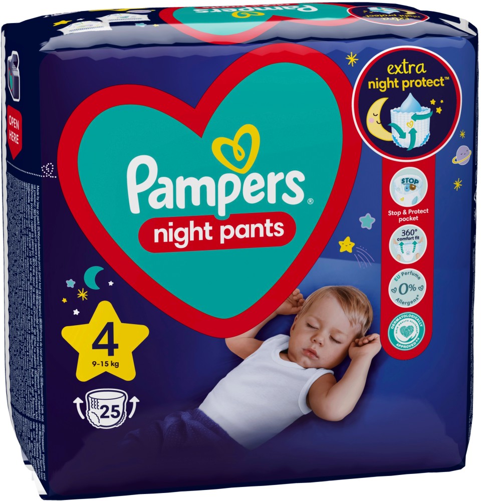 Гащички Pampers Night Pants 4 Гащички Pampers Night Pants 4 - 25 броя, за бебета 9-15 kg - продукт