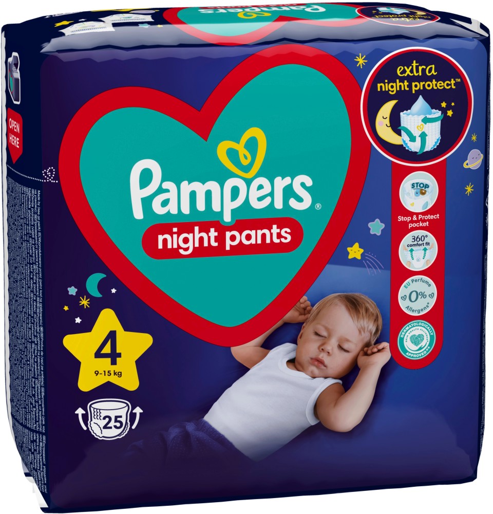 Гащички Pampers Night Pants 4 - 25 броя, за бебета 9-15 kg - продукт