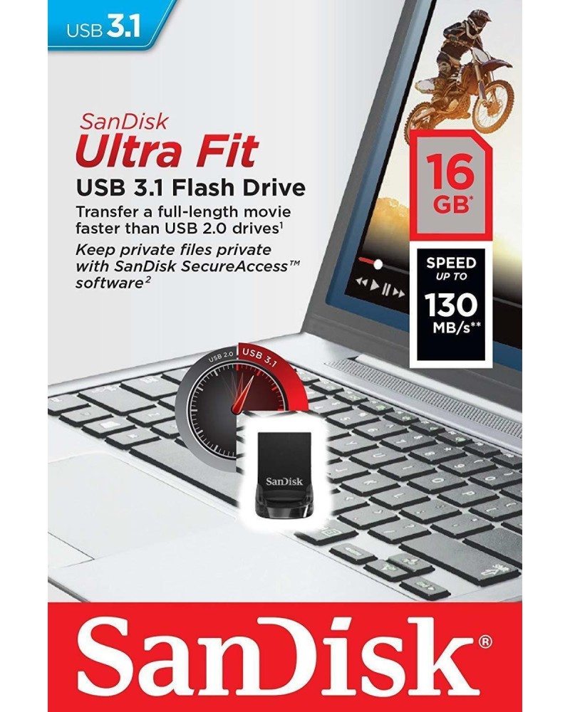 USB 3.1   16 GB SanDisk Ultra Fit - 