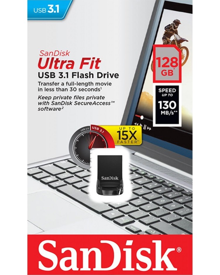 USB 3.1   128 GB SanDisk Ultra Fit - 