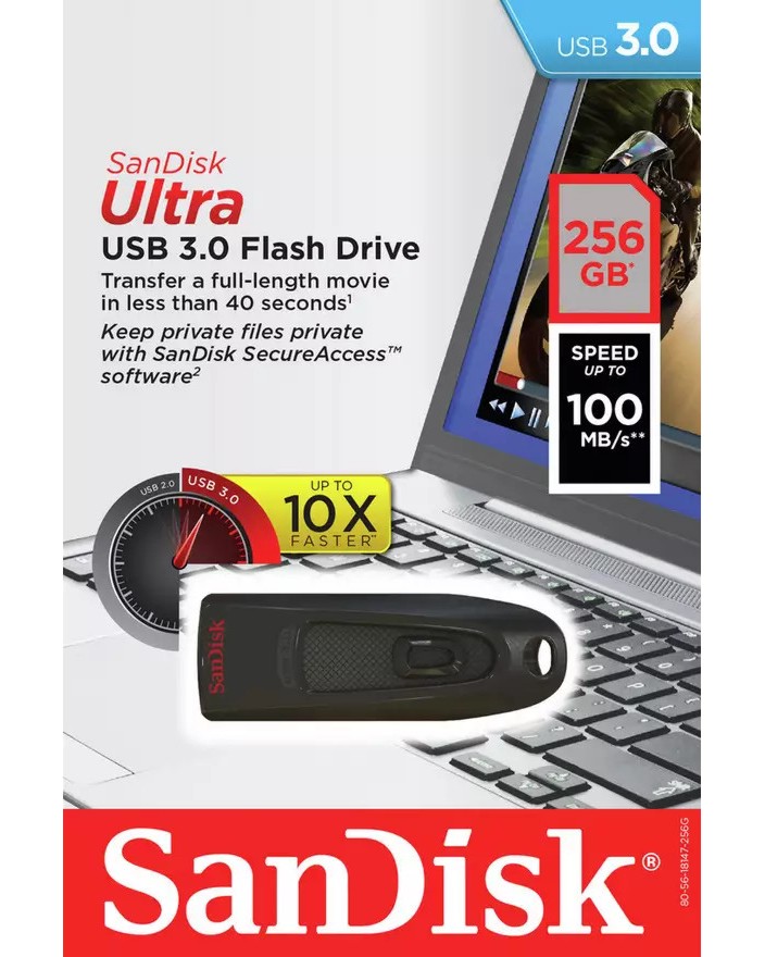 USB 3.0 флаш памет 256 GB SanDisk USB 3.0 флаш памет 256 GB SanDisk - От серията Ultra -