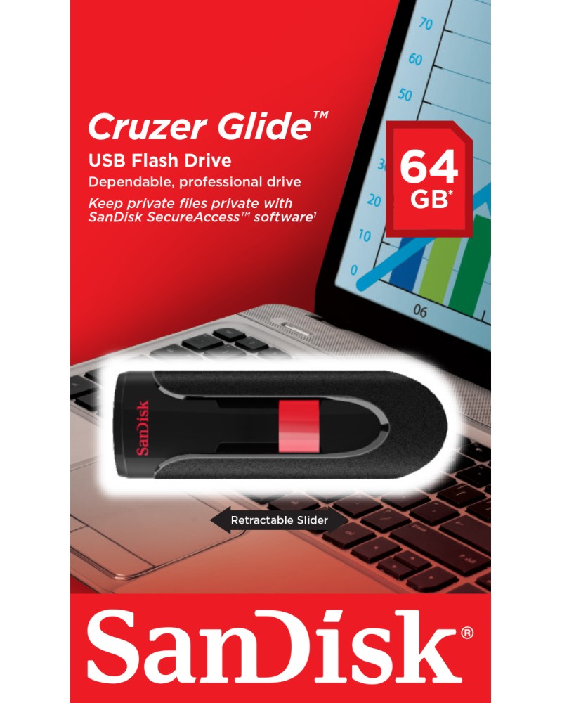USB 2.0   64 GB SanDisk Cruzer Glide - 