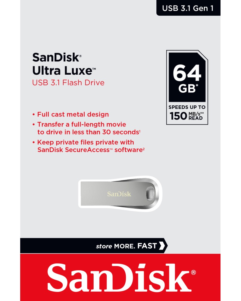 USB 3.1 ���� ����� 64 GB SanDisk Ultra Luxe - 