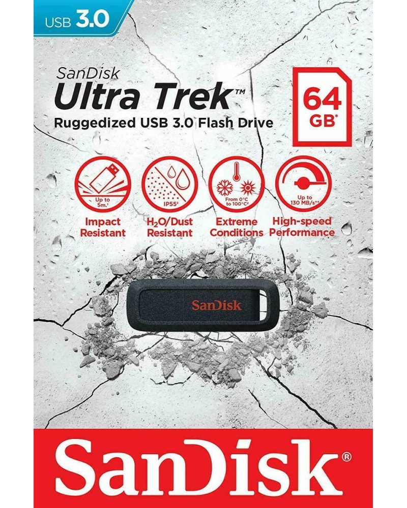 USB 3.0 ���� ����� 64 GB SanDisk Ultra Trek - 