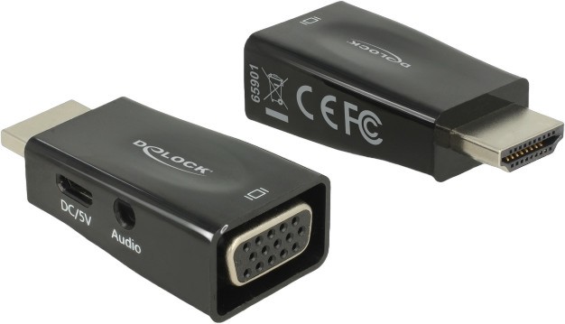 ������� HDMI male ��� VGA + Micro USB +  3.5 mm female DeLock - 