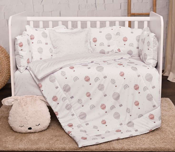 Бебешки двулицев спален комплект 4 части с обиколник Lorelli Lily - За легла 60 x 120 cm, от серията Балони - продукт