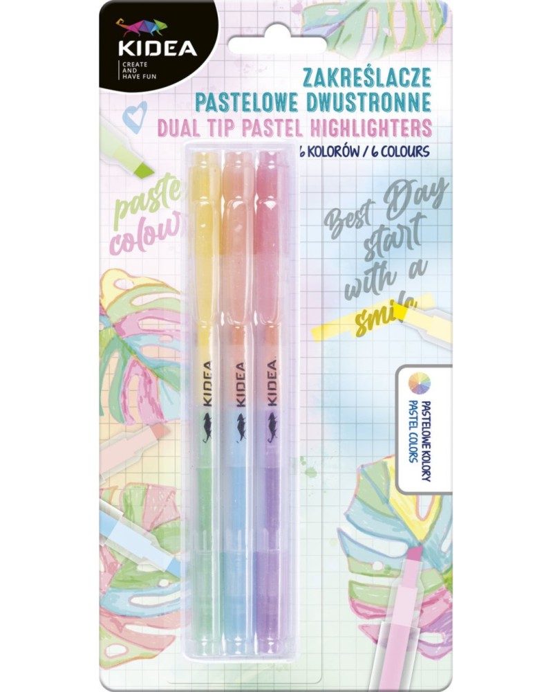 Двуцветни текст маркери Kidea Pastel Двуцветни текст маркери Kidea Pastel - 3 броя -
