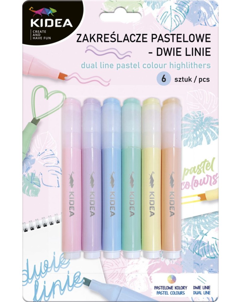 Текст маркери с двойна следа Kidea Pastel Текст маркери с двойна следа Kidea Pastel - 6 цвята -