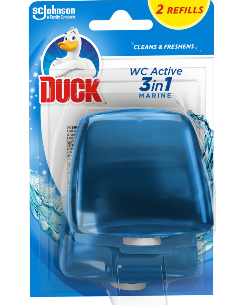 Пълнител тоалетно блокче Duck WC Active 3 in 1 Пълнител тоалетно блокче Duck WC Active 3 in 1 - 2 броя, с аромат на океан - продукт