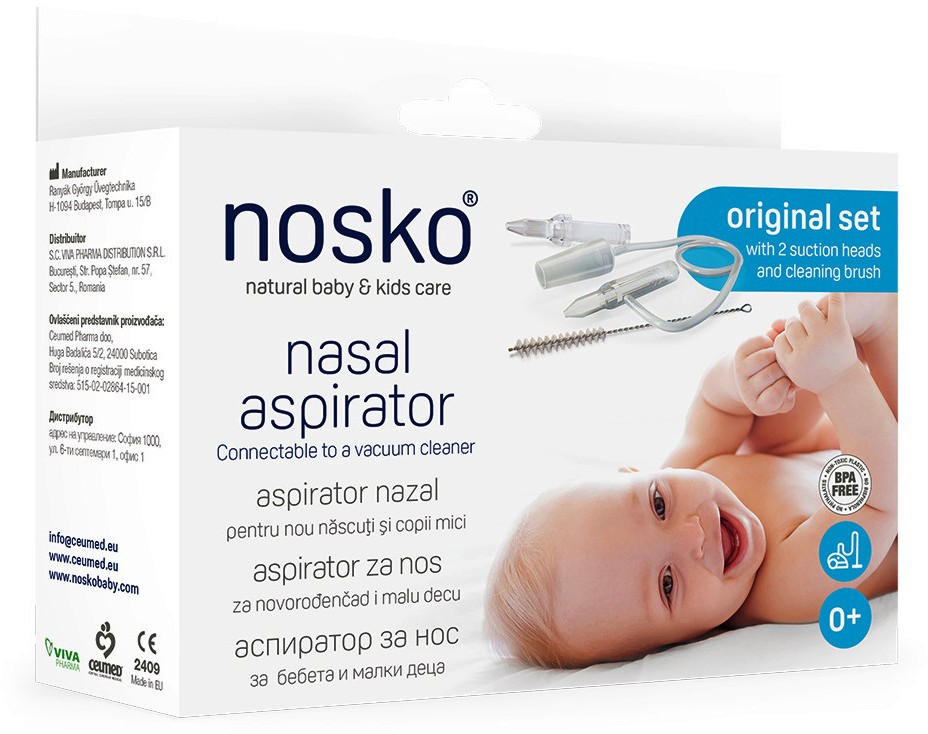 Аспиратор за нос за прахосмукачка nosko Аспиратор за нос за прахосмукачка nosko - С 2 накрайника и четка за почистване - продукт