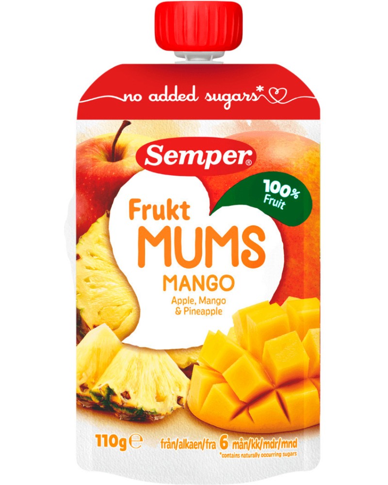 ���� � ������, ����� � ������ Semper Frukt Mums - 110 g, �� 6+ ������ - ����