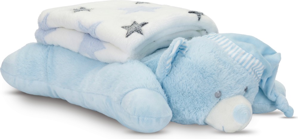 Бебешко одеяло Lorelli Poffy Бебешко одеяло Lorelli Poffy - 70 x 95 cm, с плюшена възглавничка мече - продукт