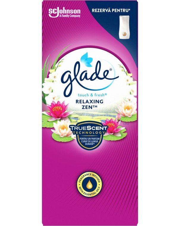 Пълнител за ароматизатор Glade Touch & Fresh Пълнител за ароматизатор Glade Touch & Fresh - 10 ml с релаксиращ аромат - продукт