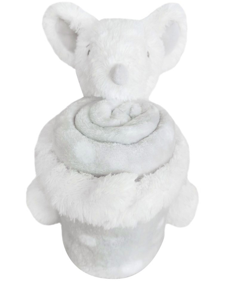 Бебешко одеяло Kikka Boo - 70 x 100 cm, с плюшено мишле, от серията Joyful Mice - продукт
