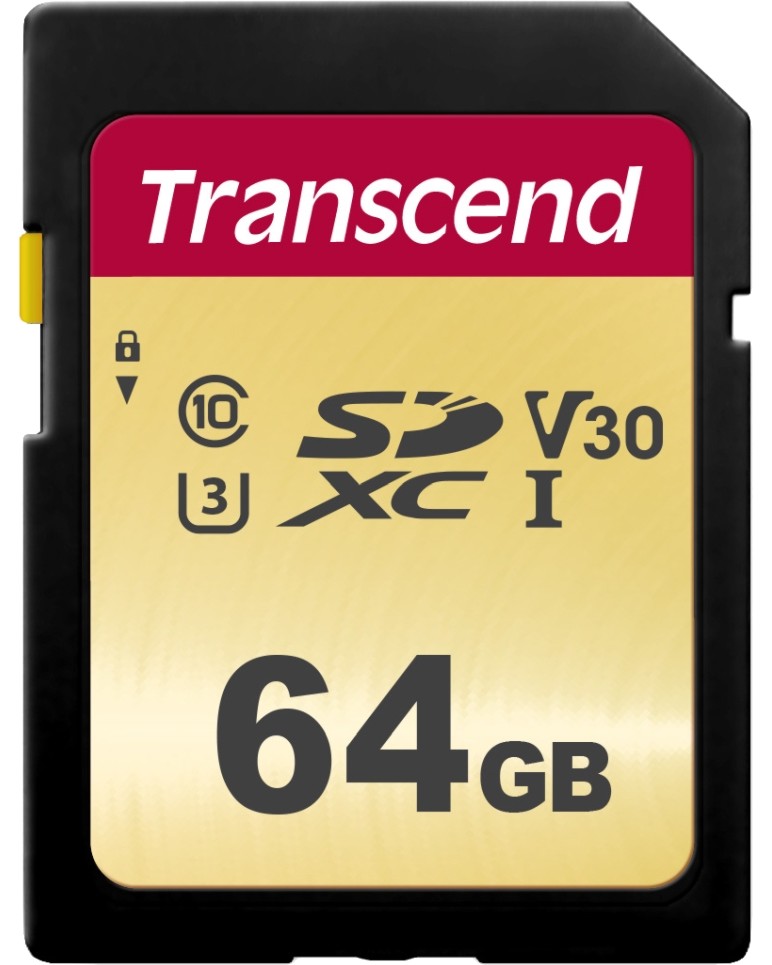 SDXC   64 GB Transcend SDC500S - Class 10, UHS-I U3, V30 - 