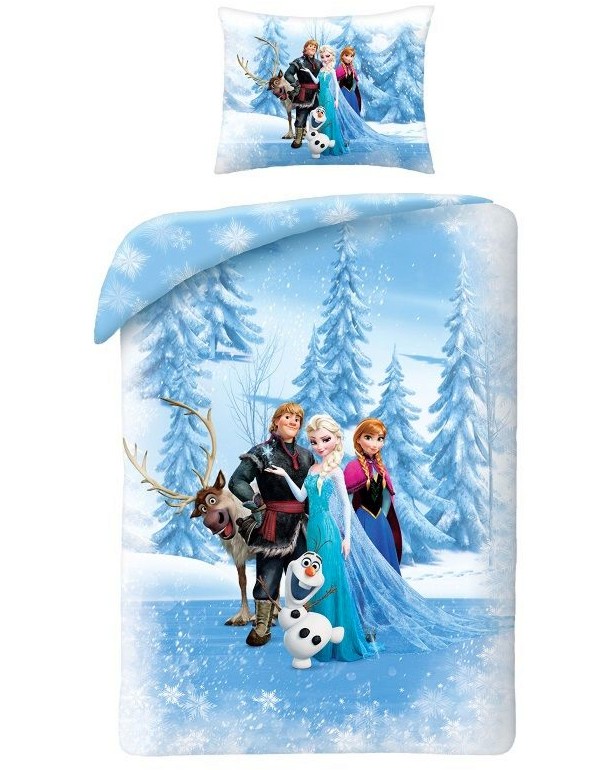 Детски двулицев спален комплект 2 части Детски двулицев спален комплект 2 части - 140 x 200 cm, на тема Замръзналото кралство - продукт