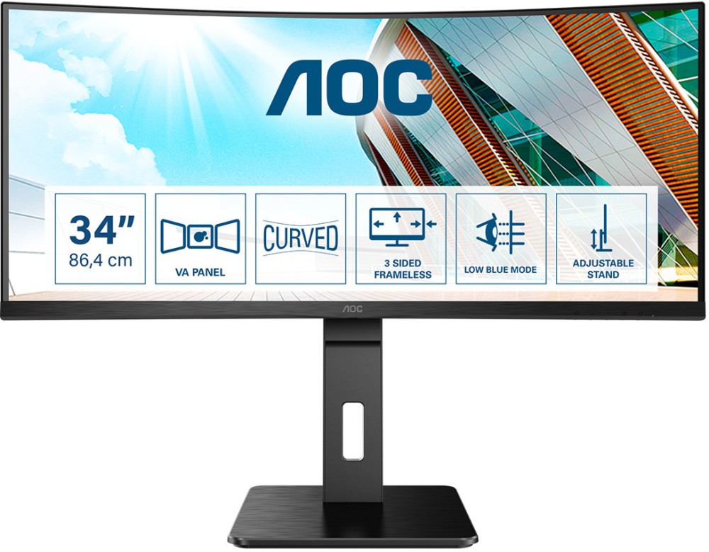  AOC CU34P2A - 34", VA, 100 Hz, 21:9, 3440 x 1440, 4 ms, 2 x HDMI, DisplayPort - 