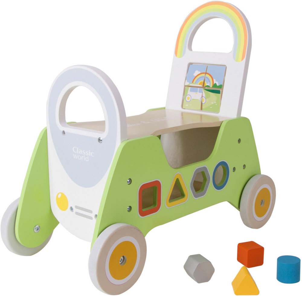 Дървена проходилка уокър Classic World Дървена проходилка уокър Classic World - Със сортер - продукт