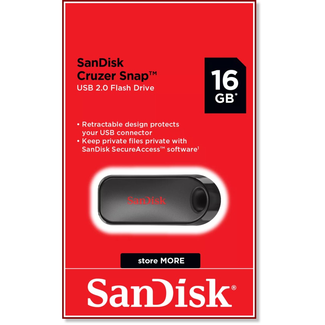 USB 2.0   16 GB SanDisk Cruzer Snap - 