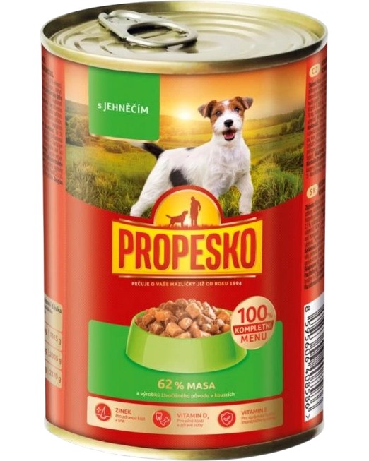 Консерва за кучета PROPESKO Консерва за кучета PROPESKO - 415 g, с агнешко, за всички породи, в зряла възраст - храна