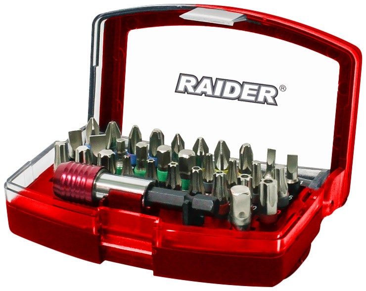 Комплект битове и магнитен държач Raider Комплект битове и магнитен държач Raider - 32 броя -