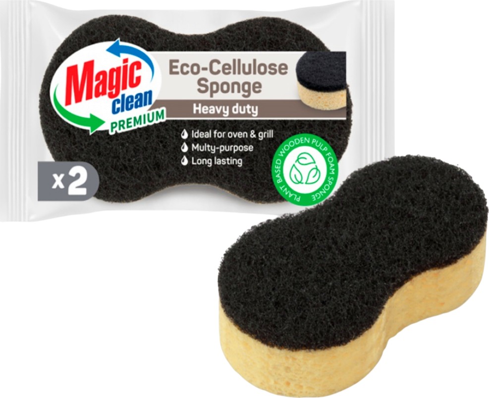Домакински гъби за силно замърсени повърхности Magic Clean Домакински гъби за силно замърсени повърхности Magic Clean - 2 броя без канал от серията Premium - гъба