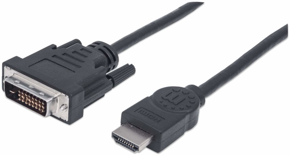 Кабел HDMI Male към DVI-D 24+1 Male Manhattan Кабел HDMI Male към DVI-D 24+1 Male Manhattan - 1.8 m -