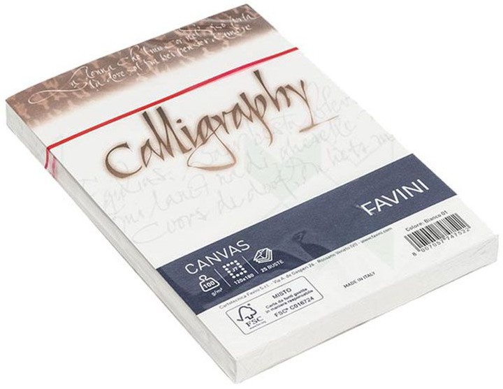 Пощенски пликове Favini Calligraphy Пощенски пликове Favini Calligraphy - 25 броя с размери 12 x 18 cm от серията Canvas -