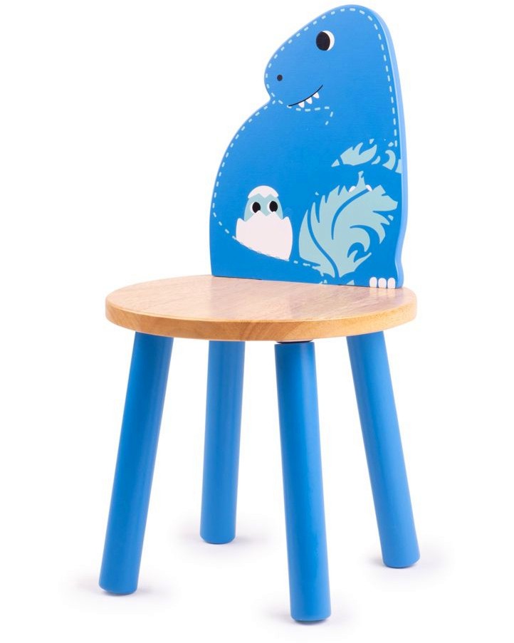 Детско дървено столче с облегалка Bigjigs Toys - Тиранозавър Рекс Детско дървено столче с облегалка Bigjigs Toys - Тиранозавър Рекс - От серията Tidlo - продукт