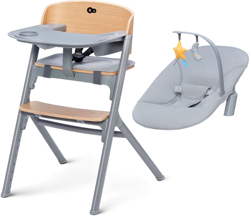 Столче за хранене 4 в 1 KinderKraft Livy Wood - С бебешки шезлонг Calmee - продукт