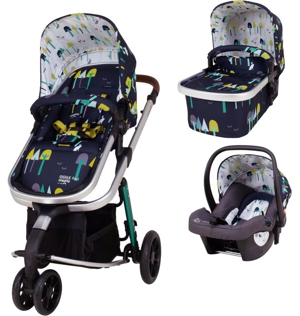 Бебешка количка 3 в 1 Cosatto Giggle 3 2022 Wilderness Ink Бебешка количка 3 в 1 Cosatto Giggle 3 2022 Wilderness Ink - С кош за новородено, лятна седалка, кош за кола и аксесоари - количка