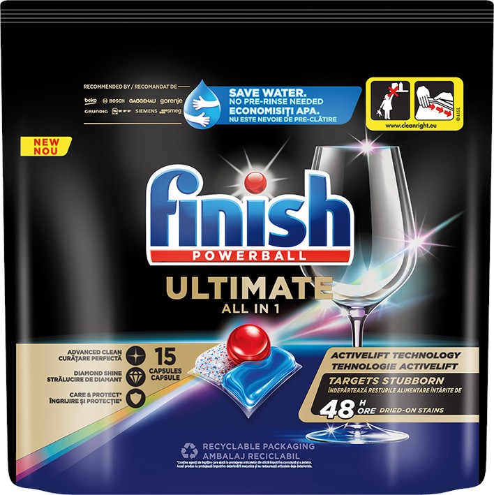 Таблетки за съдомиялна Finish Ultimate All in 1 Таблетки за съдомиялна Finish Ultimate All in 1 - 15 ÷ 80 броя - продукт