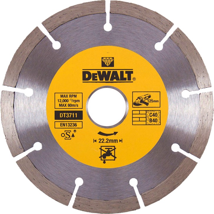 Диамантен диск за сухо рязане DeWalt - ∅ 125 / 1.8 / 22.23 mm от серията Diamond Edge - 