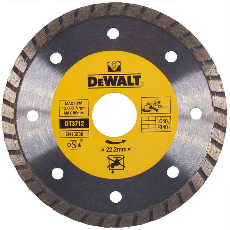 Диамантен диск за сухо рязане DeWalt - ∅ 125 / 2.2 / 22.23 mm от серията Diamond Edge - 