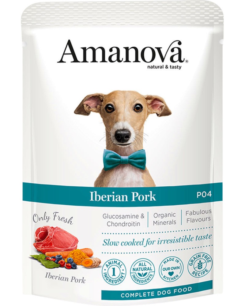 Пауч за кучета Amanova Adult Пауч за кучета Amanova Adult - 100 и 300 g, със свинско, за всички породи, в зряла възраст - храна
