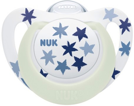 Флуоресцентна ортодонтична залъгалка NUK Star Night - С кутия за съхранение, за 6-18 месеца - залъгалка