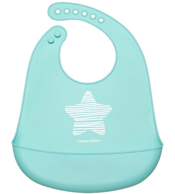 Силиконов лигавник с джоб Canpol babies - От серията Pastelove, 4+ м - продукт