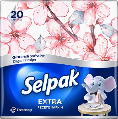 Салфетки за маса Selpak Extra Салфетки за маса Selpak Extra - 20 броя, 30 x 30 cm - продукт