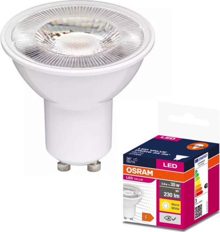 LED луничка Osram PAR16 35 827 GU10 2.8 W 2700K LED луничка Osram PAR16 35 827 GU10 2.8 W 2700K - 230 lm от серията Value Plast -