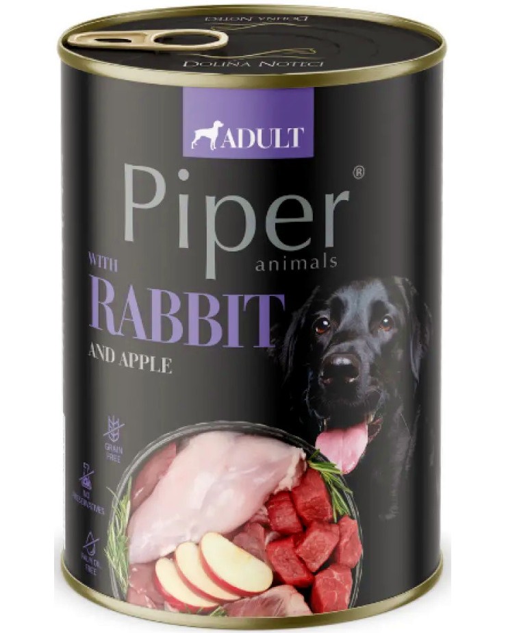 Консерва за кучета Piper Adult Консерва за кучета Piper Adult - 400 и 800 g, със заешко и ябълки, в зряла възраст - храна