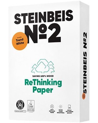 Копирна хартия A3 Steinbeis №2 Trend White Копирна хартия A3 Steinbeis №2 Trend White - 500 листа, 80 g/m<sup>2</sup> и белота 110 - копирна хартия
