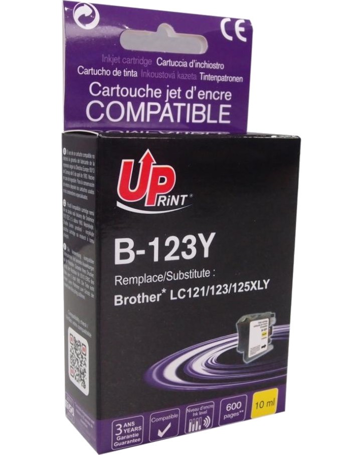 Касета с мастило за принтер UPrint B-123Y Yellow Касета с мастило за принтер UPrint B-123Y Yellow - 600 страници -