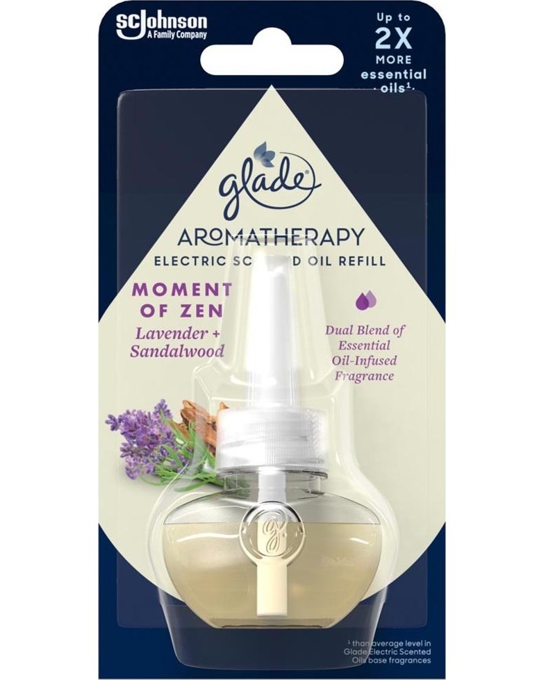 Пълнител за ароматизатор Glade Aromatherapy Electric - 20 ml с аромат на сандалово дърво и лавандула - 