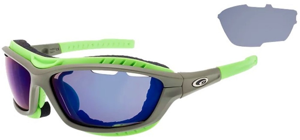 Слънчеви очила с поляризация Goggle T420-2 - Категория 3, със сменяеми плаки, еластична лента и калъф - 